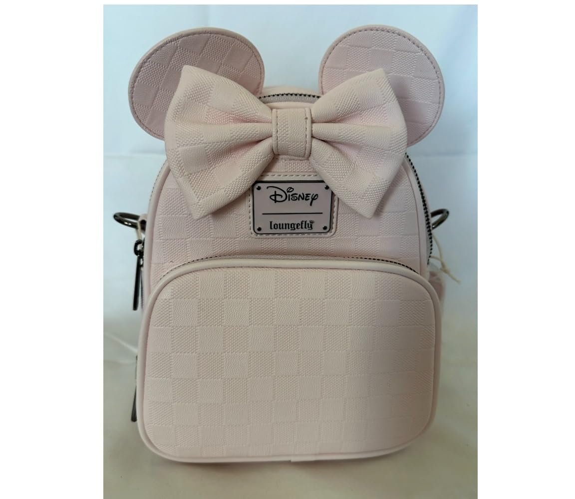Loungefly Minnie Mouse Checkered Texture Convertible Mini Backpack & Crossbody Bag