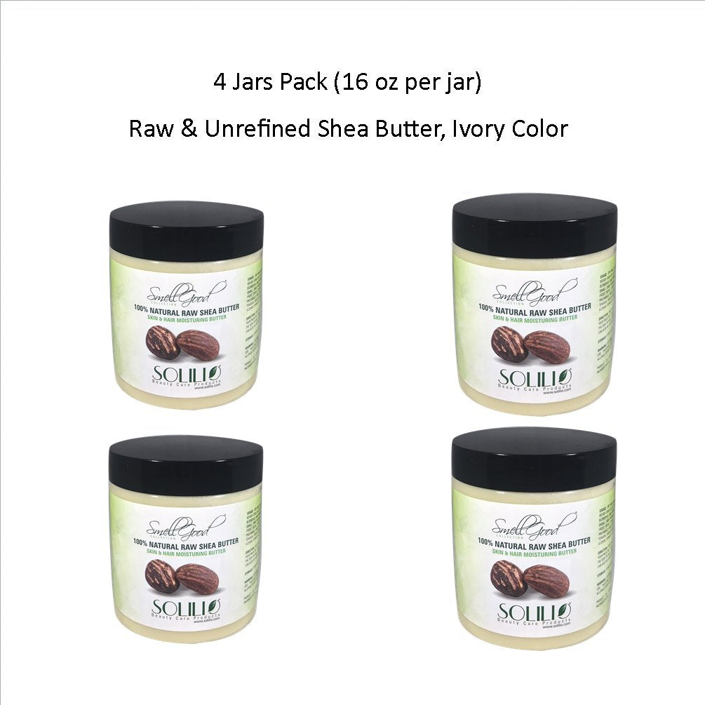 SmellGood - African Shea Butter Ivory Unrefined 16oz Creamy PACK OF 4