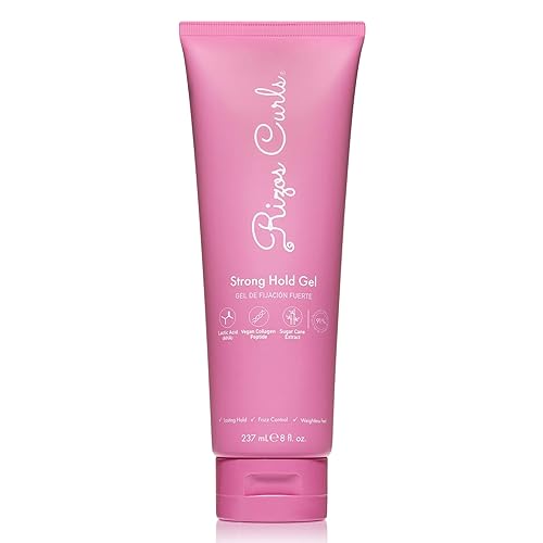 Rizos Curls Strong Hold Gel - Long-Lasting, Flake-Free Gel for Curly, Coily, and Wavy Hair, Frizz Control, Curl Definition & Shine, Vegan Collagen