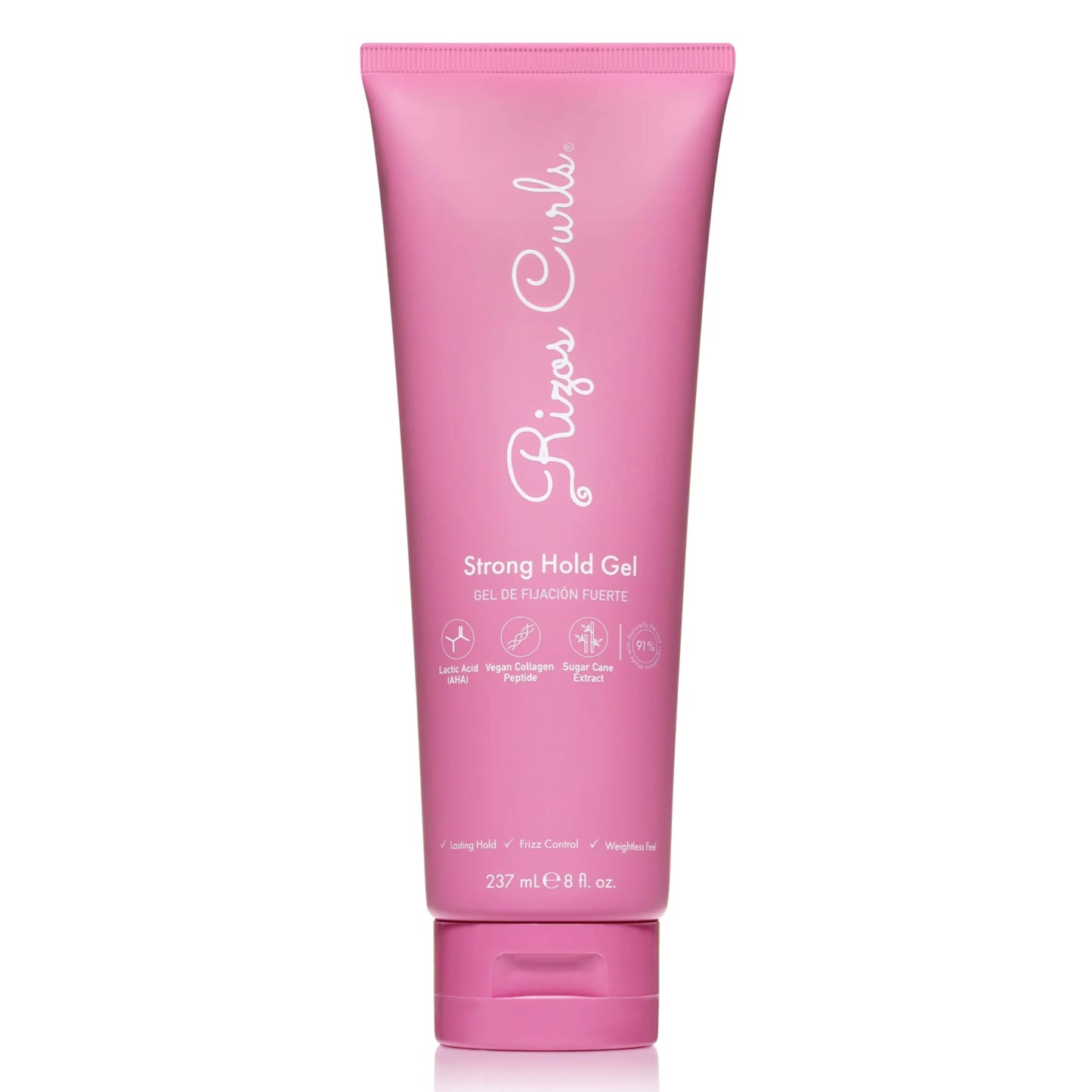 Rizos Curls Strong Hold Gel - Long-Lasting, Flake-Free Gel for Curly, Coily, and Wavy Hair, Frizz Control, Curl Definition & Shine, Vegan Collagen