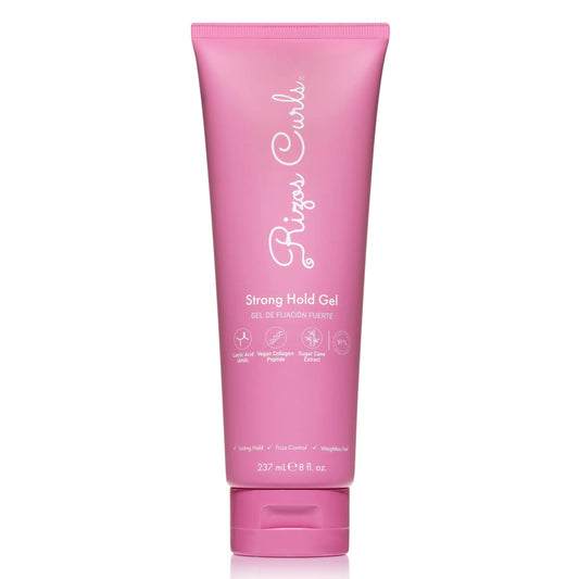 Rizos Curls Strong Hold Gel - Long-Lasting, Flake-Free Gel for Curly, Coily, and Wavy Hair, Frizz Control, Curl Definition & Shine, Vegan Collagen