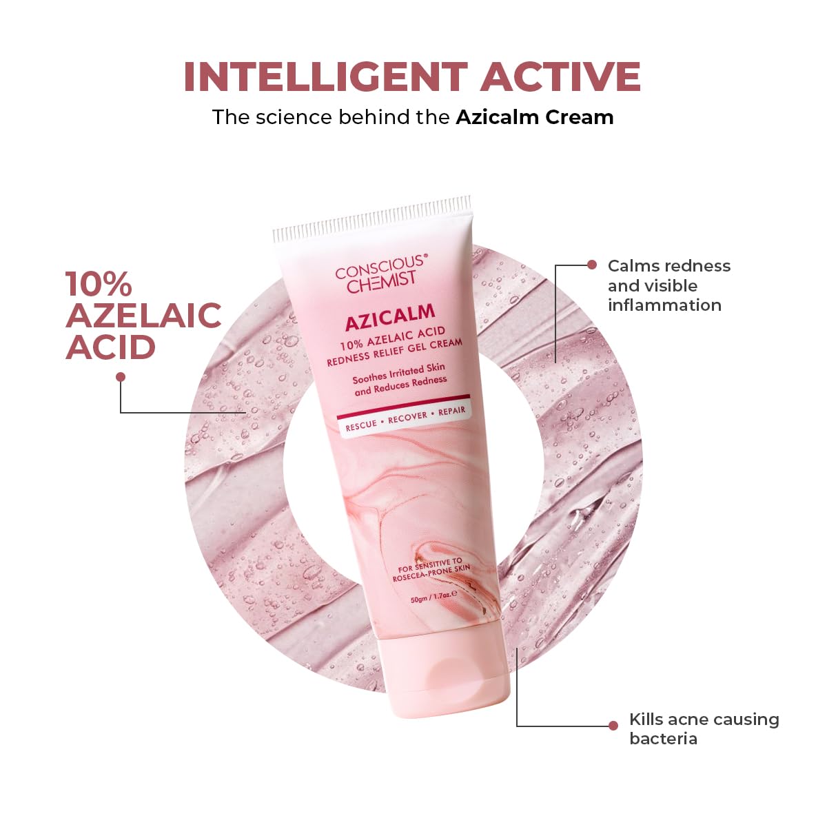 Conscious Chemist® 10% Azelaic Acid Cream 50g | Face Moisturizer for Acne-Prone Skin, Redness Relief & Irritation | For Men & Women | All Skin Types |
