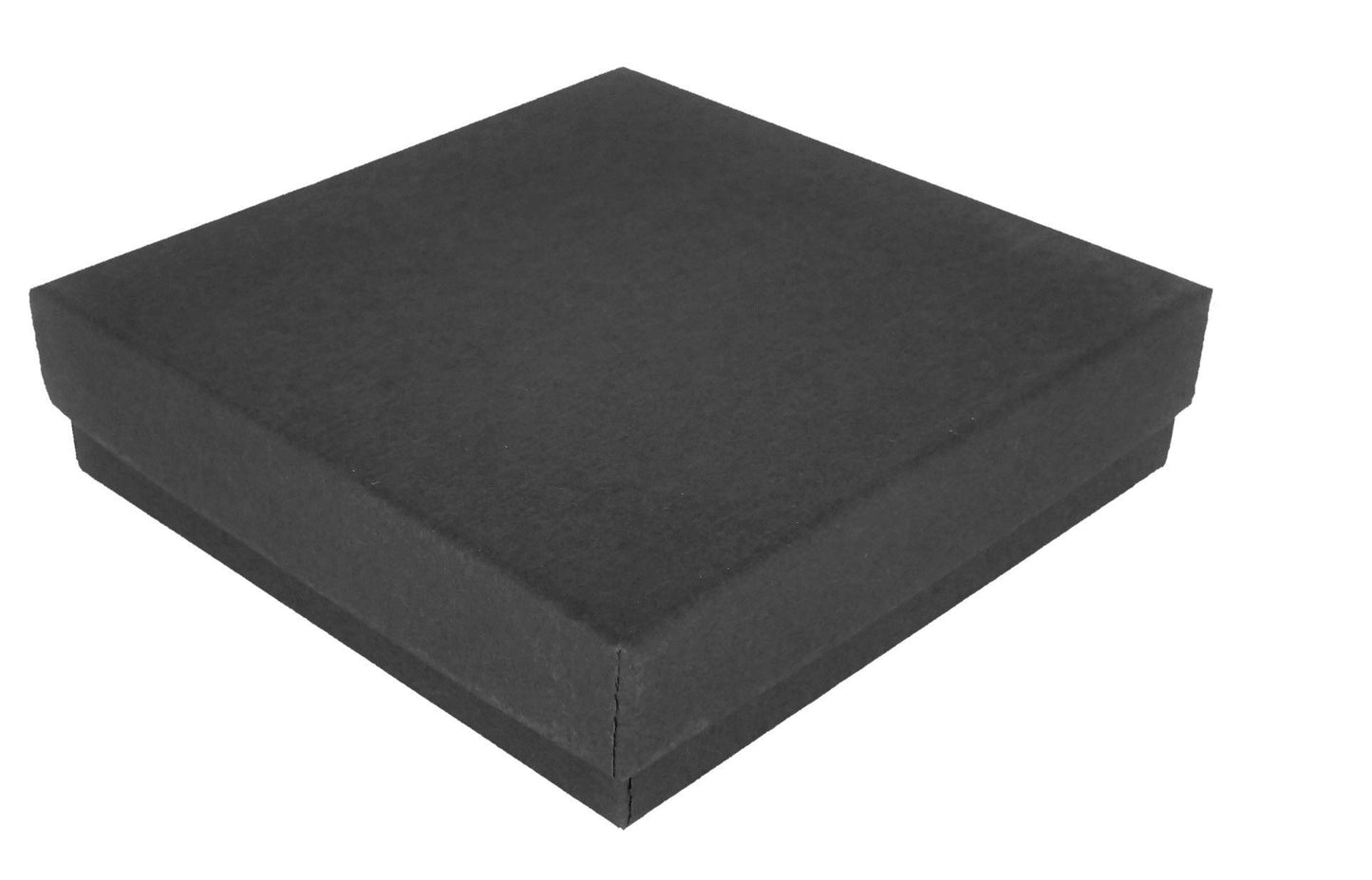 888 Display - Case of 100 Boxes of 3 1/2" x 3 1/2" x 7/8" Black Matte Cotton Filled Jewelry Boxes