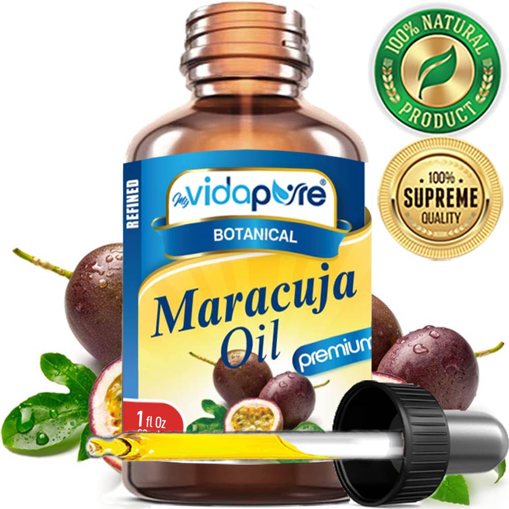 MYVIDAPURE MARACUJA OIL Passion Fruit WILD GROWTH. 100% PURE for Skin, Face, Hair, Lip and Nail Care. (1 Fl Oz)