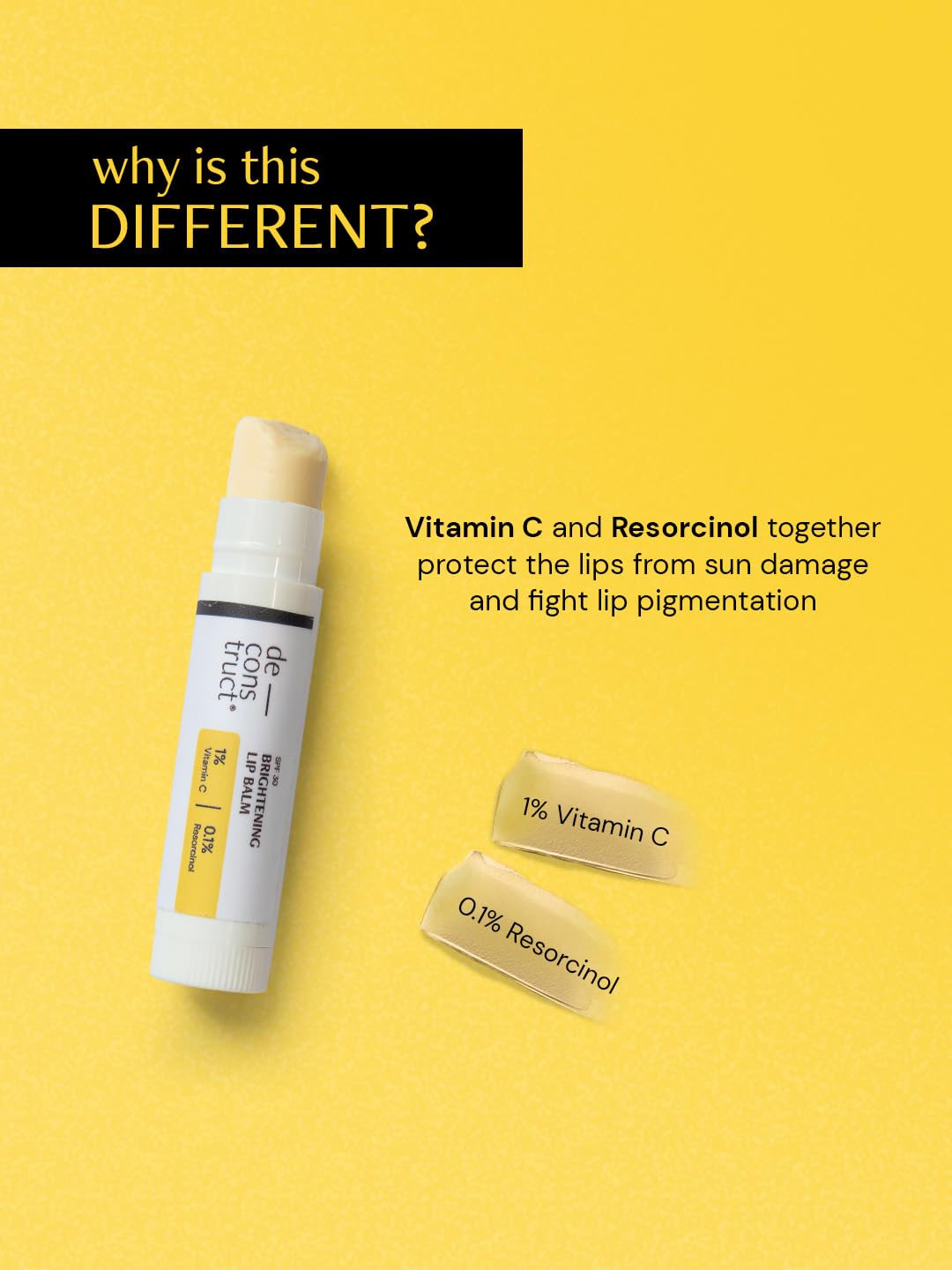 Deconstruct Brightening Lip Balm with SPF 30 - For Dark, Pigmented, Dry, Flaky Lip - SPF 30 for Sun Damage and Discoloration - Lip Balm for Glossy Beauty and Personal Care De - cons truct