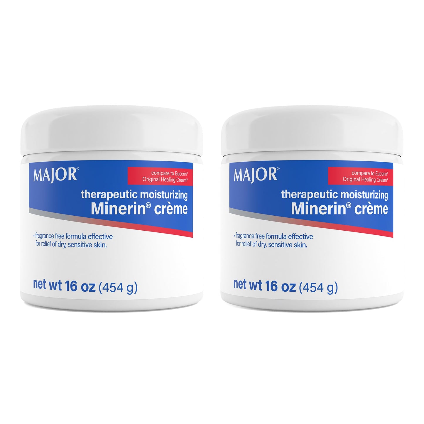 MAJOR Therapeutic Moisturizing Minerin Créme - Body Cream Moisturizer for Dry Skin - Fragrance-Free - 16 Oz. (2 Pack)