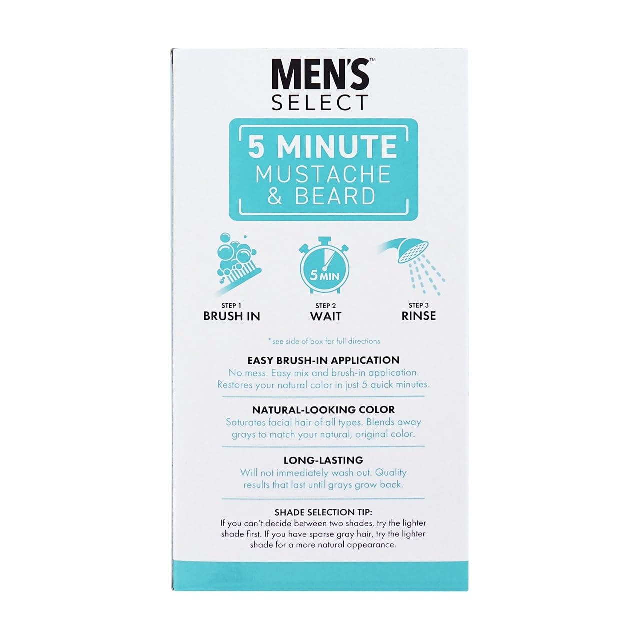 Men’s Select 5 Minute Mustache & Beard Black Brush-In Facial Hair Dye with Brush Included