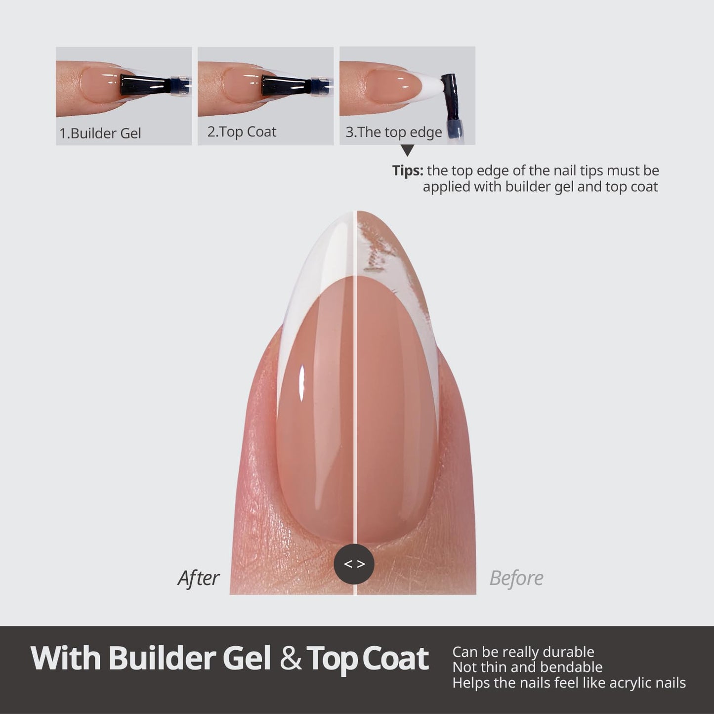 BTArtboxnails XCOATTIPS White French Tip Press On Nails, M Almond, Peach Beauty and Personal Care BTARTBOXNAILS