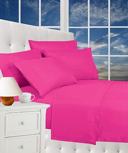 CELINE LINEN Luxurious Bed Sheets Set on Amazon 1800 Premier Hotel Quality Wrinkle Free 3-Piece Sheet Set with Deep Pockets, Twin Pink