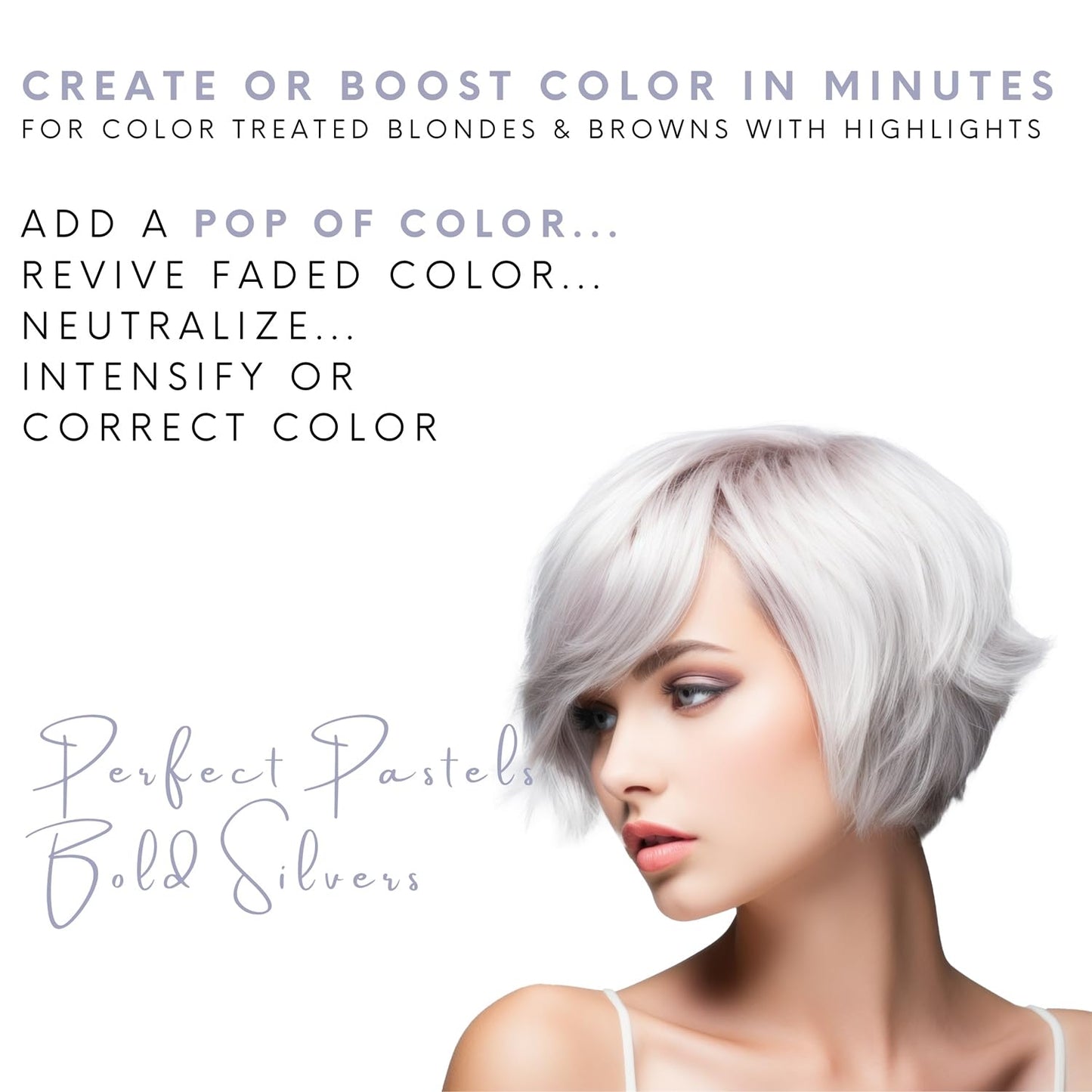 Watercolors Base Drops, Temporary Hair Dye Color Booster, Cruelty-Free, 4 oz - SILVER