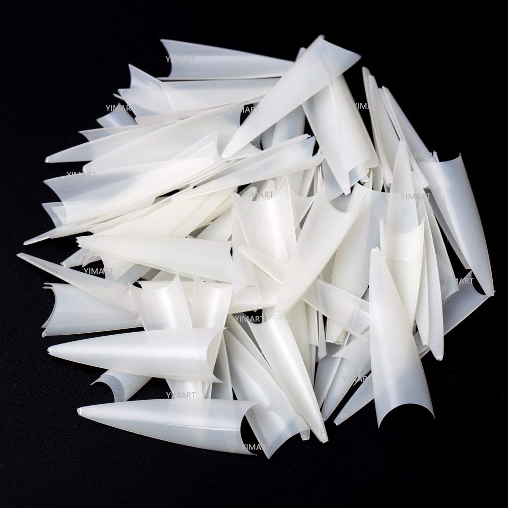 YIMART 600pcs Acrylic Medium Long Stiletto Nail Tips Easy Coffin Nails Sharp False Nail Art Tips For Nails Salon (Skin color)