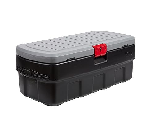 Rubbermaid 48 Gallon Black Action Packer Lockable Latch Indoor and Outdoor Storage Box Container for Home, Garage, Backyard, Single