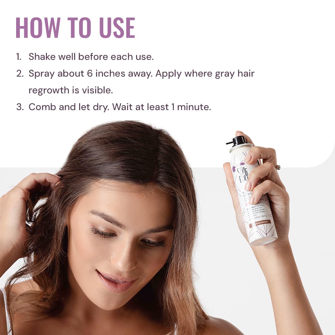 Style Edit Root Touch Up Spray | Temporary Hair Color for Gray Roots and Thinning Hair | Salon-Quality, Transfer-Resistant Hair Concealer | Medium Beauty and Personal Care STYLE EDIT