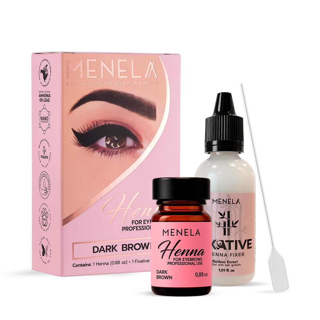 MENELA Dark Brown Eyebrow Henna Kit - Henna for Eyebrows - Eyebrow Dye & Henna for Brow - Natural Vegan Ammonia-Free - Up to 60 Applications, 2.5g Beauty and Personal Care Menela Default Title