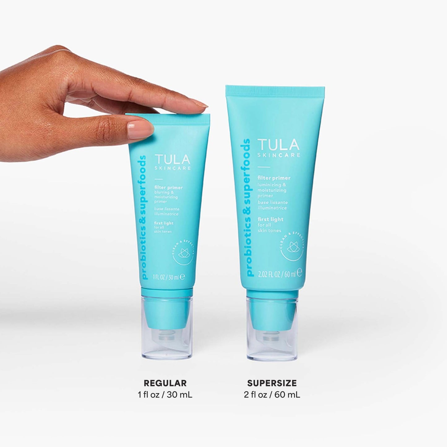 TULA Skin Care Face Filter Blurring and Moisturizing Primer - Supersize First Light, Evens the Appearance of Skin Tone & Redness, Hydrates & Improves
