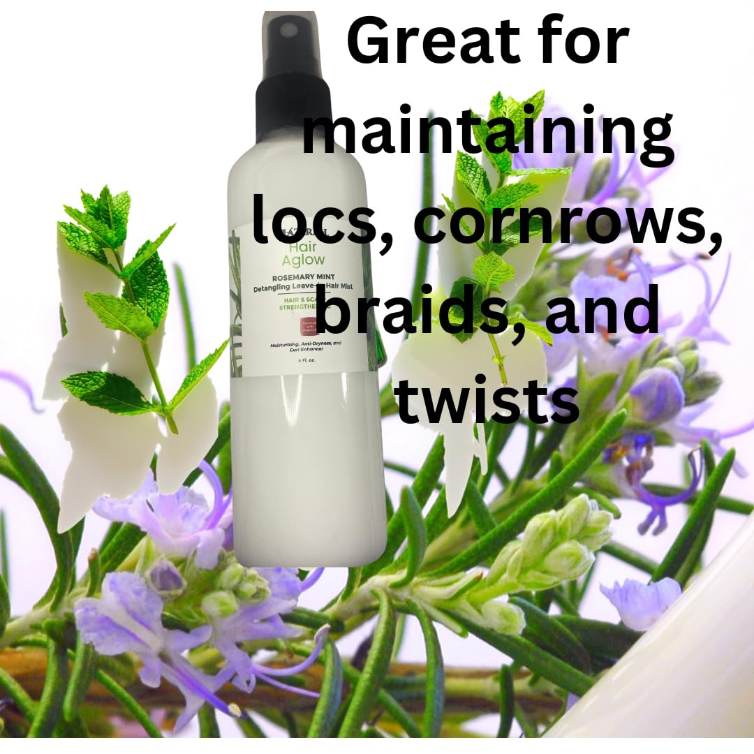 Detangling Leave-In Hair Mist Spray w/Rosemary & Mint - Frizz Control, Hydration, and Curl Perfection for All Hair Types, 4 fl. oz