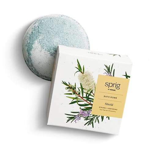 Sprig by Kohler Tea Tree + Rosemary Bath Bomb, Hypoallergenic, Made with Natural Botanicals & Premium Skincare Ingredients (Shea Butter, Coconut Oil…