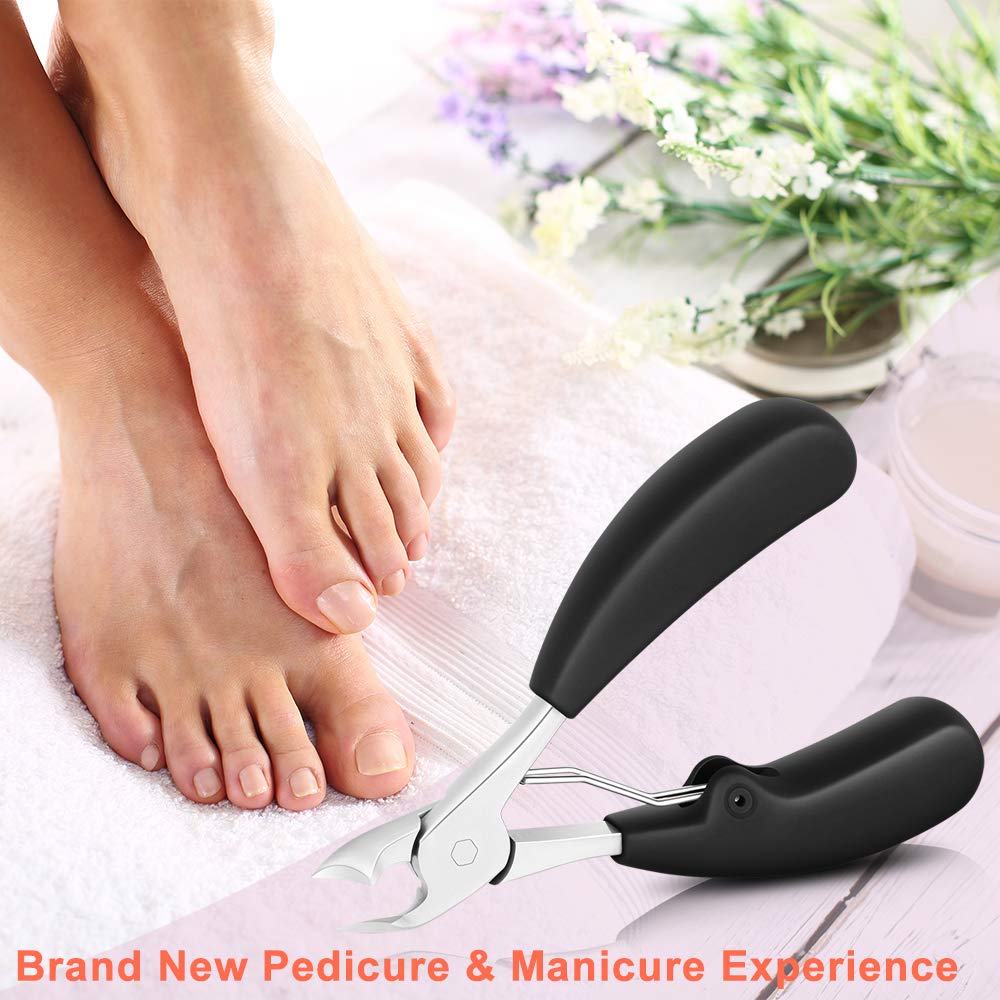 BEZOX Thick Toenail Clippers for Seniors - Large Toe Nail Clippers for Thick Nails, Precision Comfort Grip Long Handle Fingernail Clippers, Effortless