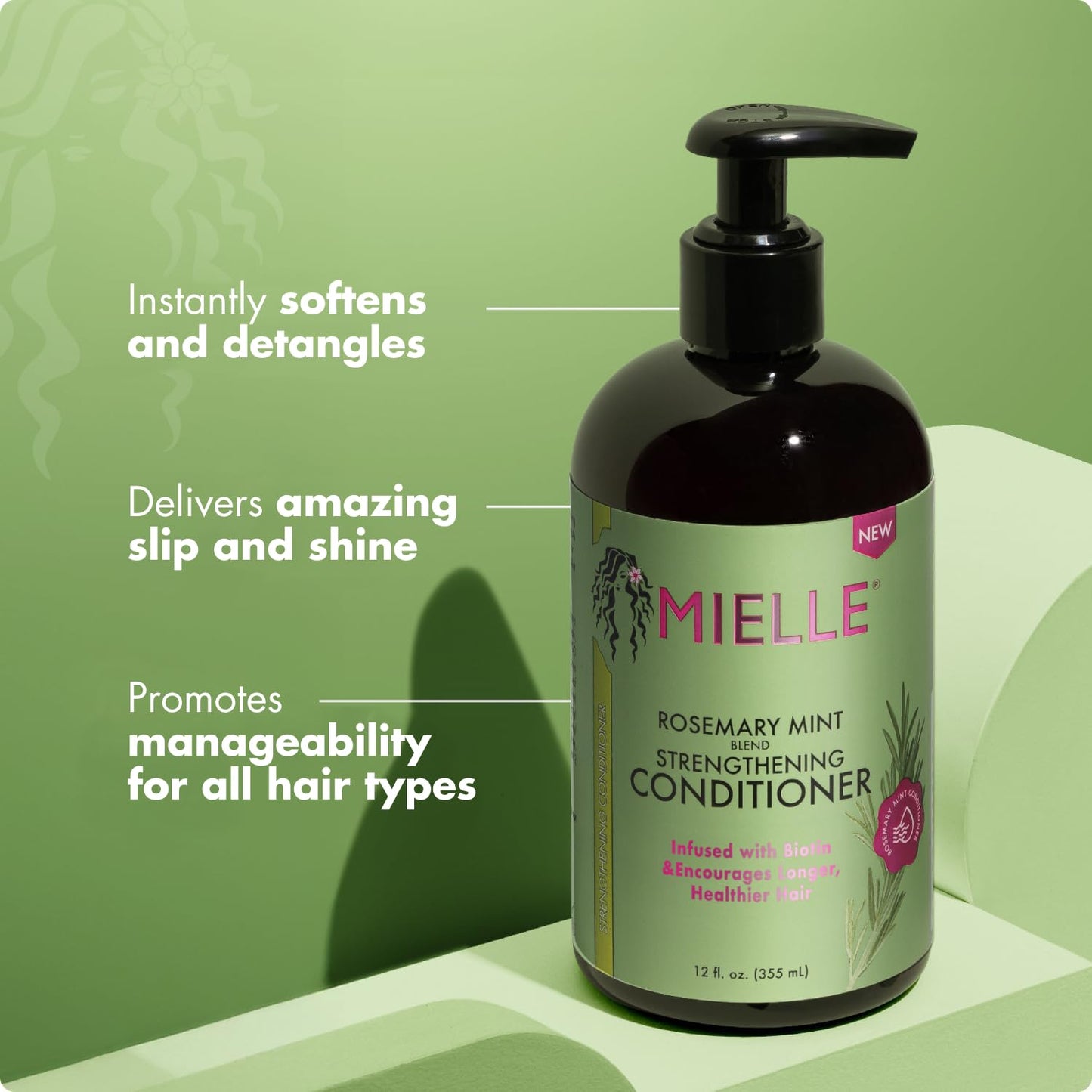Mielle Organics Rosemary Mint Strengthening Hair Conditioner for Women & Men - Biotin Infused Detangling & Hydrating Conditioner to Increase Beauty and Personal Care Mielle Organics