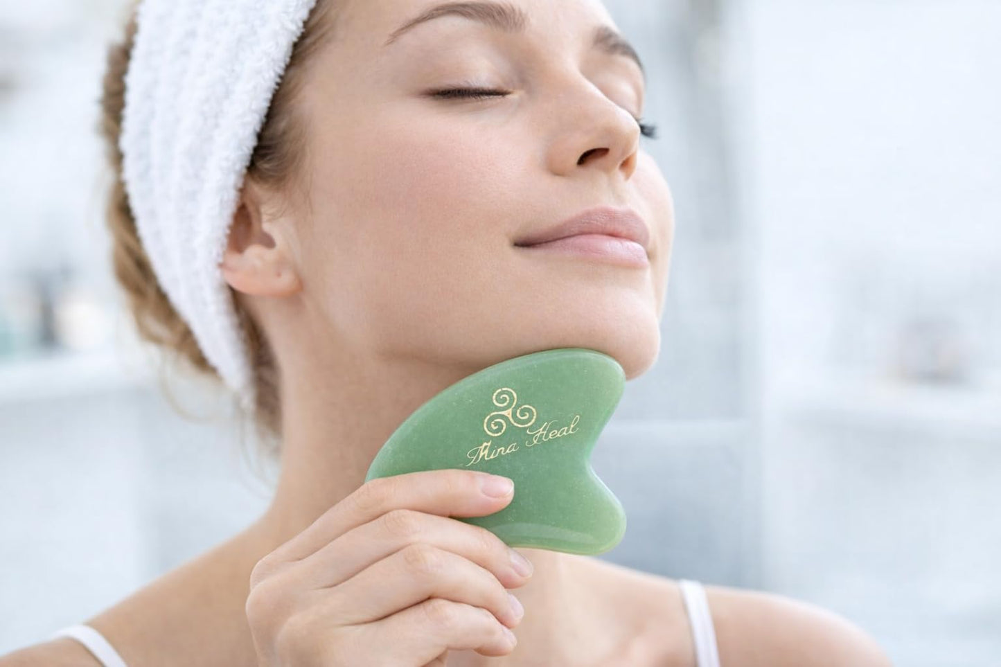 Jade Gua Sha Facial Tool - Guasha Face Massage Tool Lymphatic Drainage Massager, Face Sculpting Tool for Facial Lifting & Tightening, Anti-Wrinkles