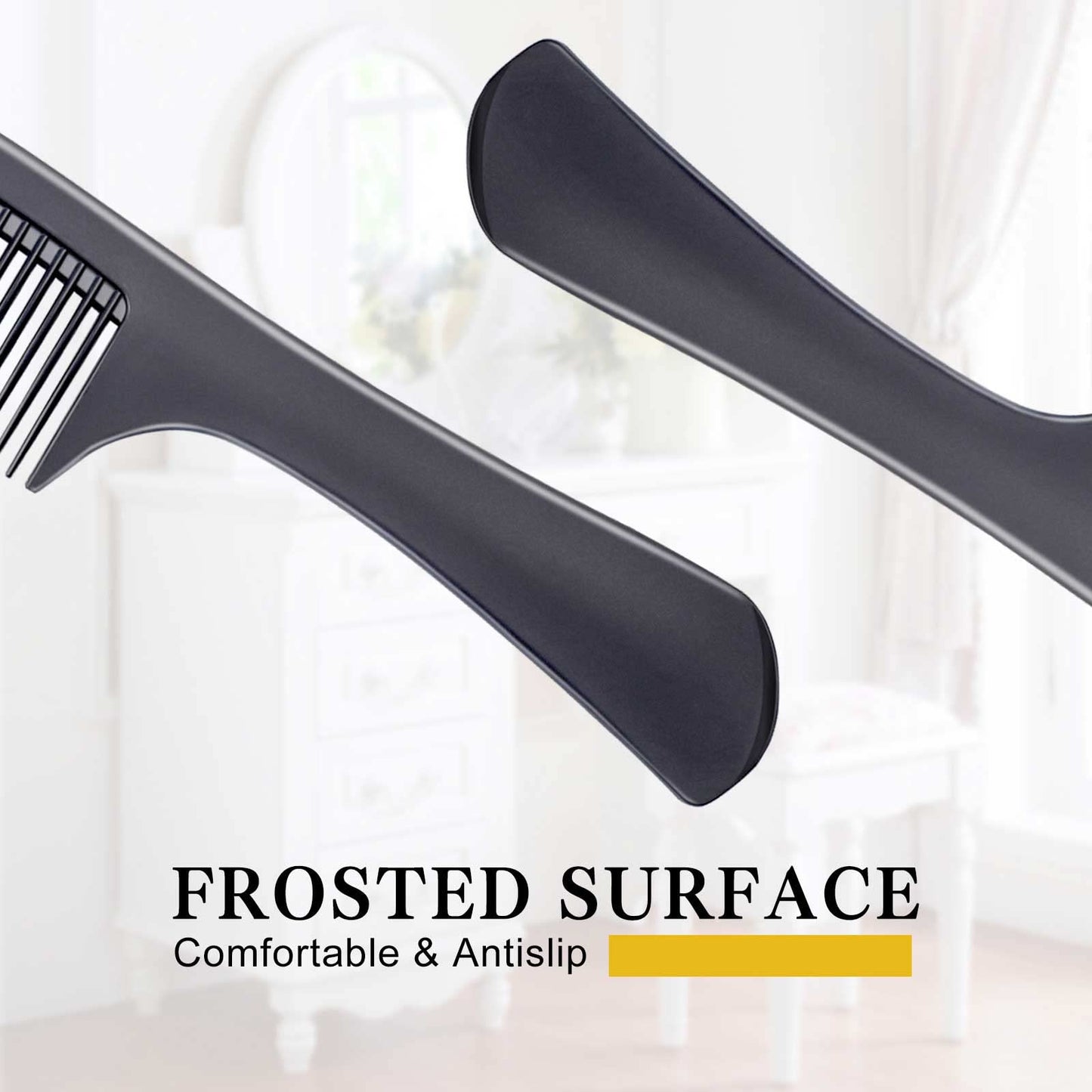 4 Pieces Combs for Women and Man, Premium Black Carbon Fiber Hair Comb Set for Teasing and Parting, Professional Combs for Hair Stylist, Fine and Wide Beauty and Personal Care Bealihelp