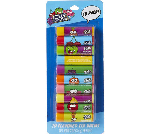 Taste Beauty 10 Pack Jolly Rancher Flavored Lip Balms, Moisturizing, Dry Skin, Pineapple, Cherry, Green Apple
