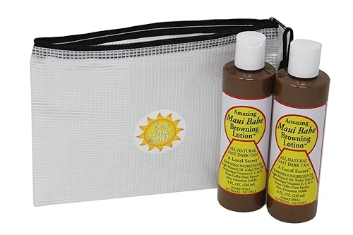 Maui Babe Tanning, Maui Babe Browning Lotion Pack Of 2! Infused With Skin Nourishing Ingredients! All Natural Fast Dark Tan! Promote A Deep, Dark