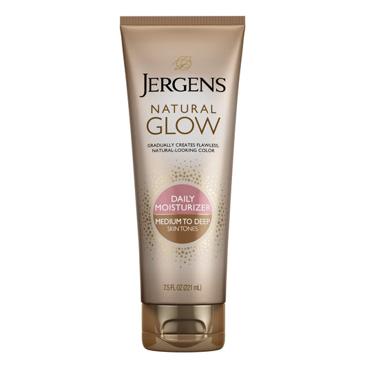 Jergens Glow Daily Moisturizer Med to Tan, 7.5 Ounce, Packaging May Vary