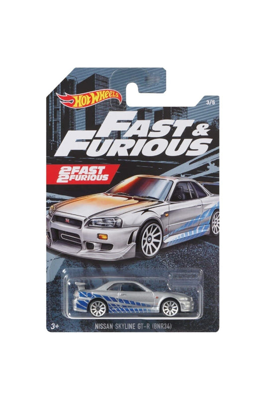 Hot Wheels 2017 Fast and Furious Nissan skyline GT-R R34 silver/blue 2 fast 2 furious 2/8