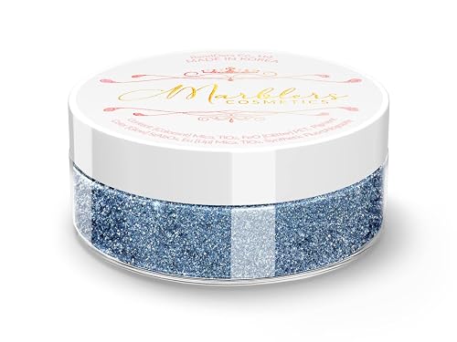 MARBLERS Chunky Natural Mica Powder [Blue Jay Pearl] 0.11oz (3g) | Highly Pigmented | Non-Toxic, Vegan, Cruelty-Free | Eyeshadow, Body Butter, Nail