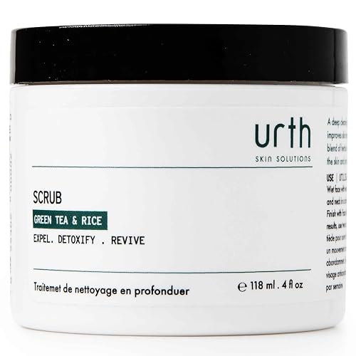 Urth Men's Exfoliating Face Scrub with Green Tea & Rice (4 oz), Deep Cleansing, Minimizes Blackheads, Smooths Skin, Daily Facial Scrub for Sensitive