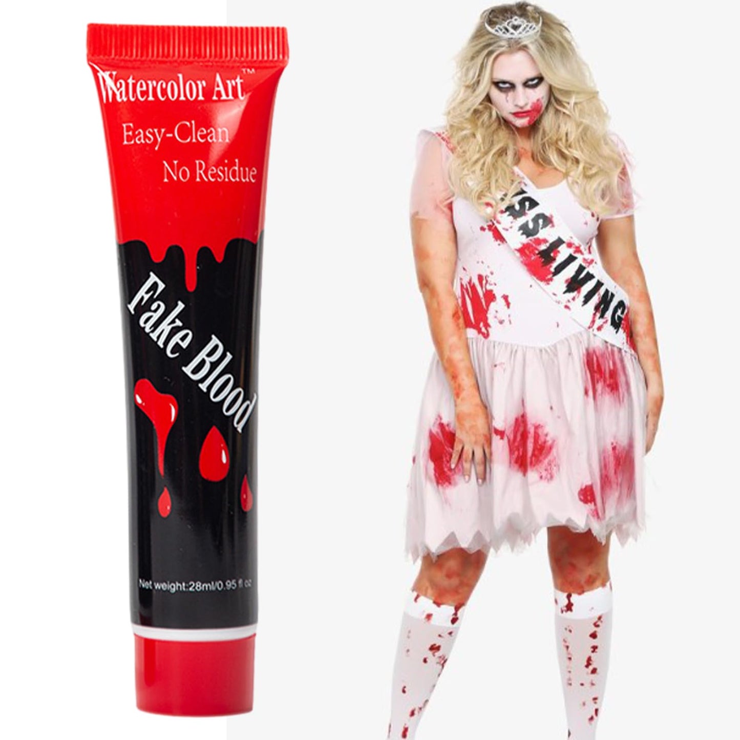 Funny Halloween Artificial Fake Blood, Cosplay Prop, Halloween Simulation Plasma for Home, can be applied to your face, arms, or body to create
