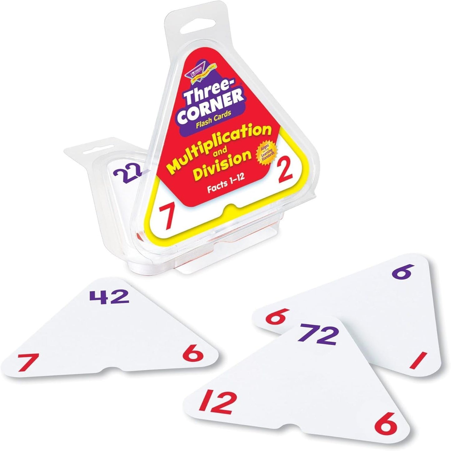 Trend Enterprises Three-Corner Multiplication & Division Flash Cards – Self-Checking, Interactive Learning, 48 Double-Sided Cards, Ages 8+