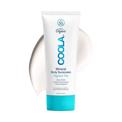 COOLA Organic Mineral Sunscreen SPF 50 Sunblock Body Lotion, Dermatologist Tested Skin Care For Daily Protection, Vegan and Gluten Free, Fragrance