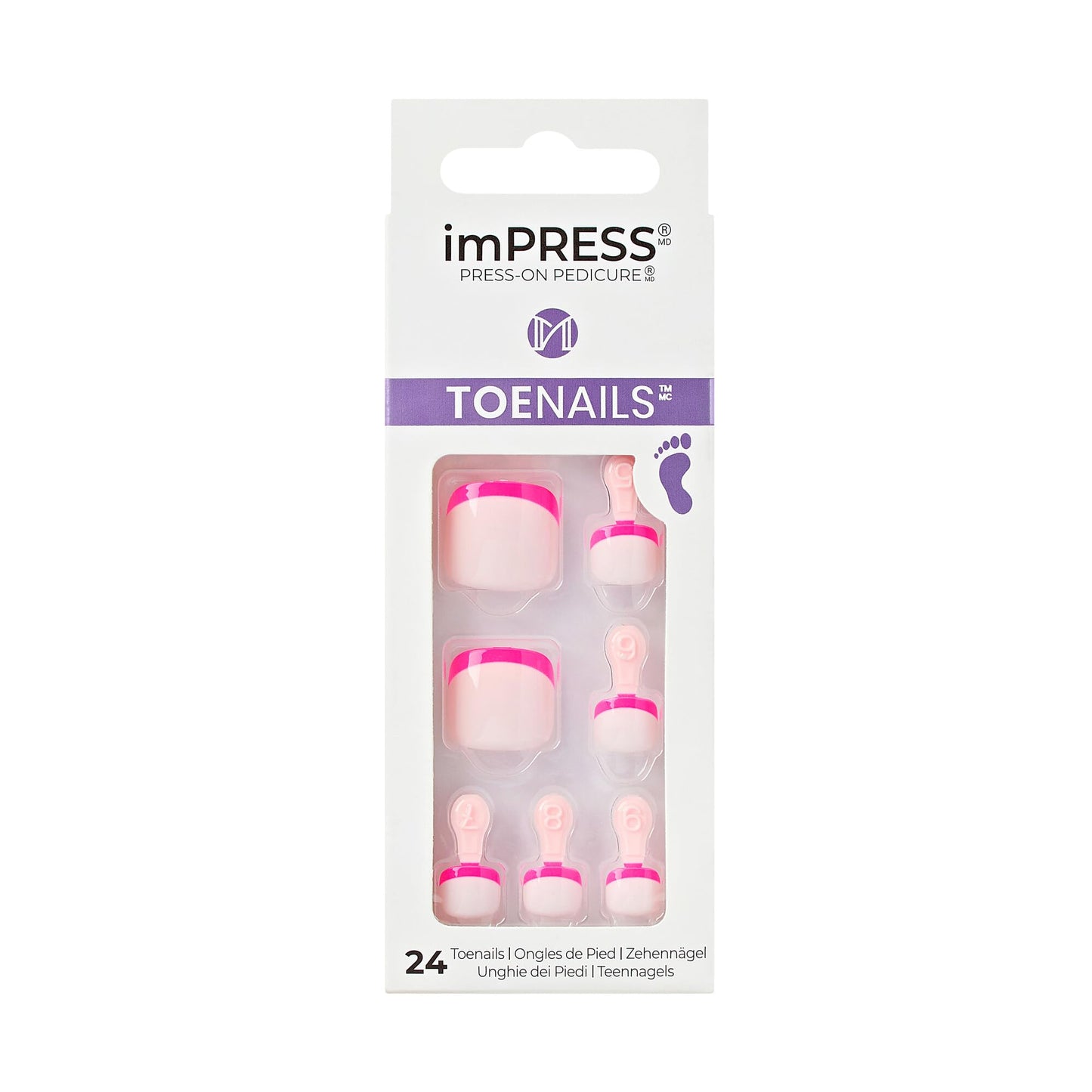 KISS imPRESS Color No Glue Pedi Press-On Toenails, Includes 24 Nails, Prep Pad, 1 Manicure Stick, 1 Mini File (Enjoy Today) Beauty & Personal Care KISS