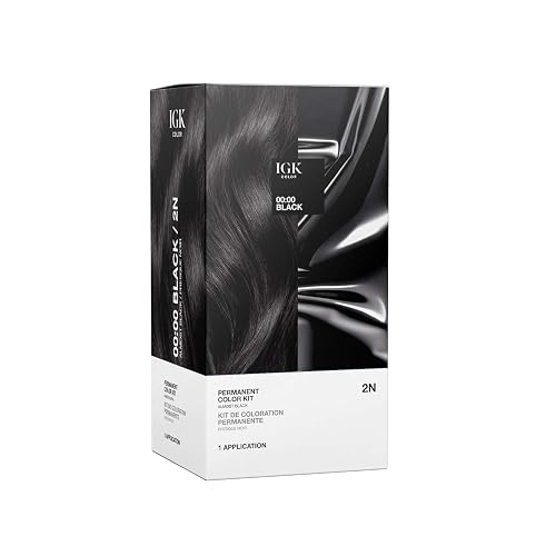IGK Permanent Hair Dye Color Kit | 2N 00:00 - Black | 100% Gray Color Coverage | Ammonia Free