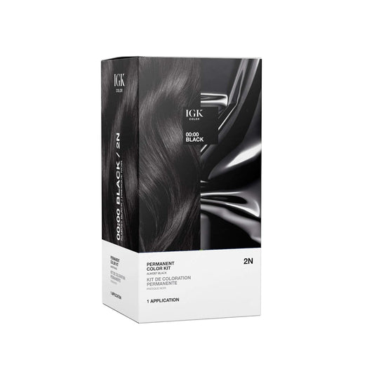 IGK Permanent Hair Dye Color Kit | 2N 00:00 - Black | 100% Gray Color Coverage | Ammonia Free Beauty & Personal Care IGK