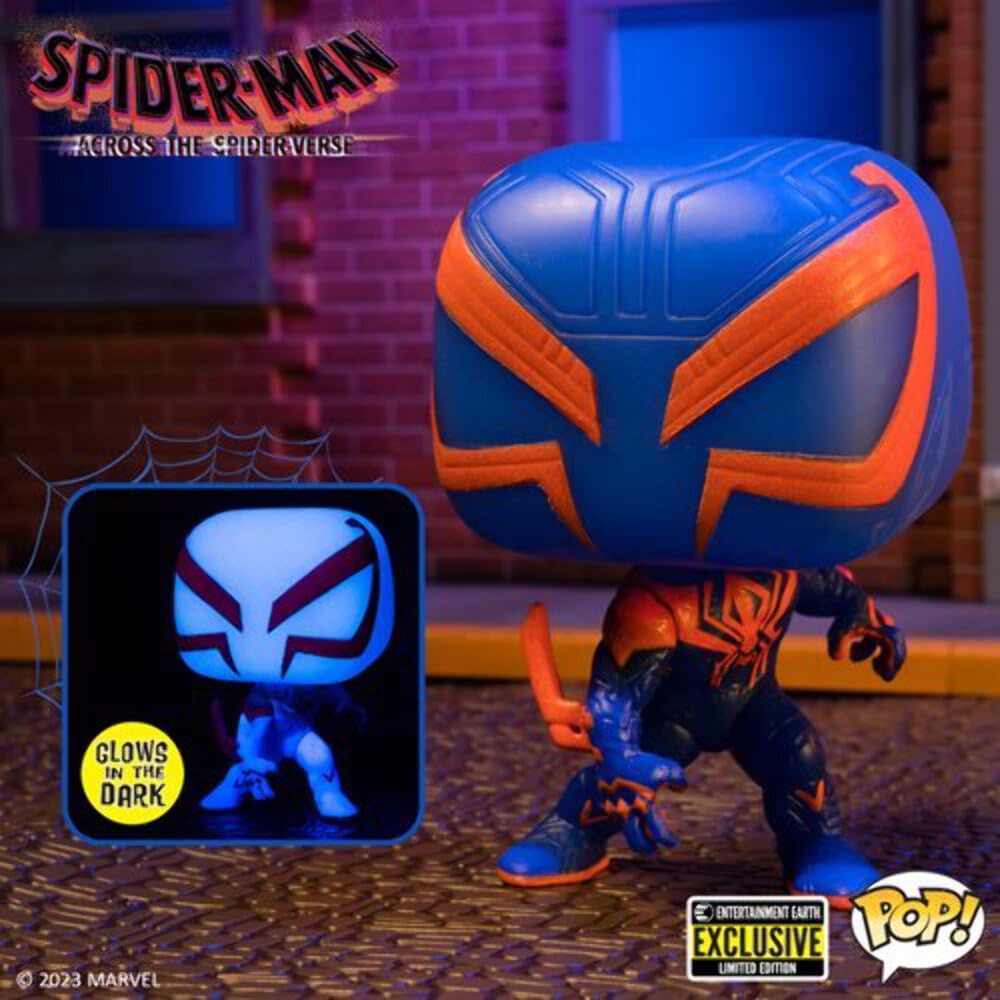 Funko Pop! Movies: Spider-Man Across the Spider-Verse Spider-Man 2099 Glow-in-the-Dark Pop! Vinyl Figure - Entertainment Earth Exclusive, (FUN68370)