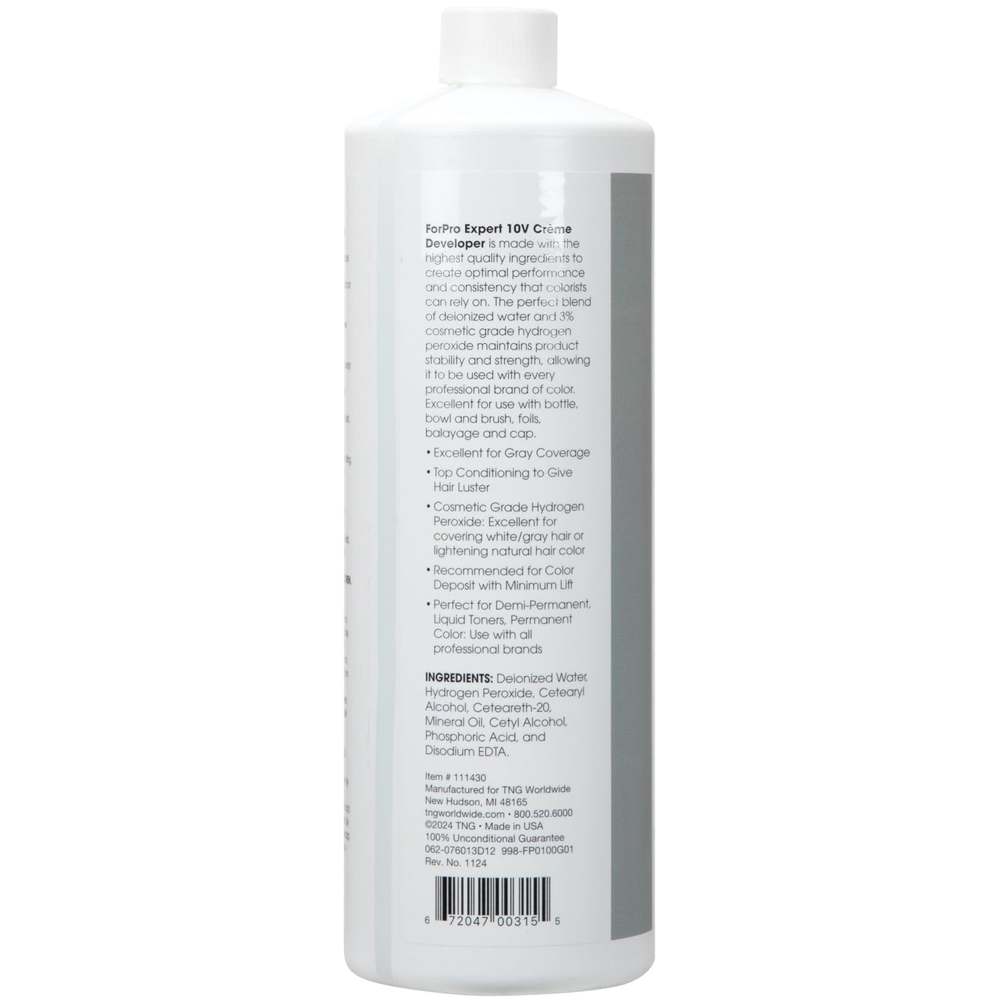 ForPro Expert 10 Volume Crème Developer, 32 Fl Oz - for Hair Lightening, Gray Coverage & Color Deposit with Minimum Lift