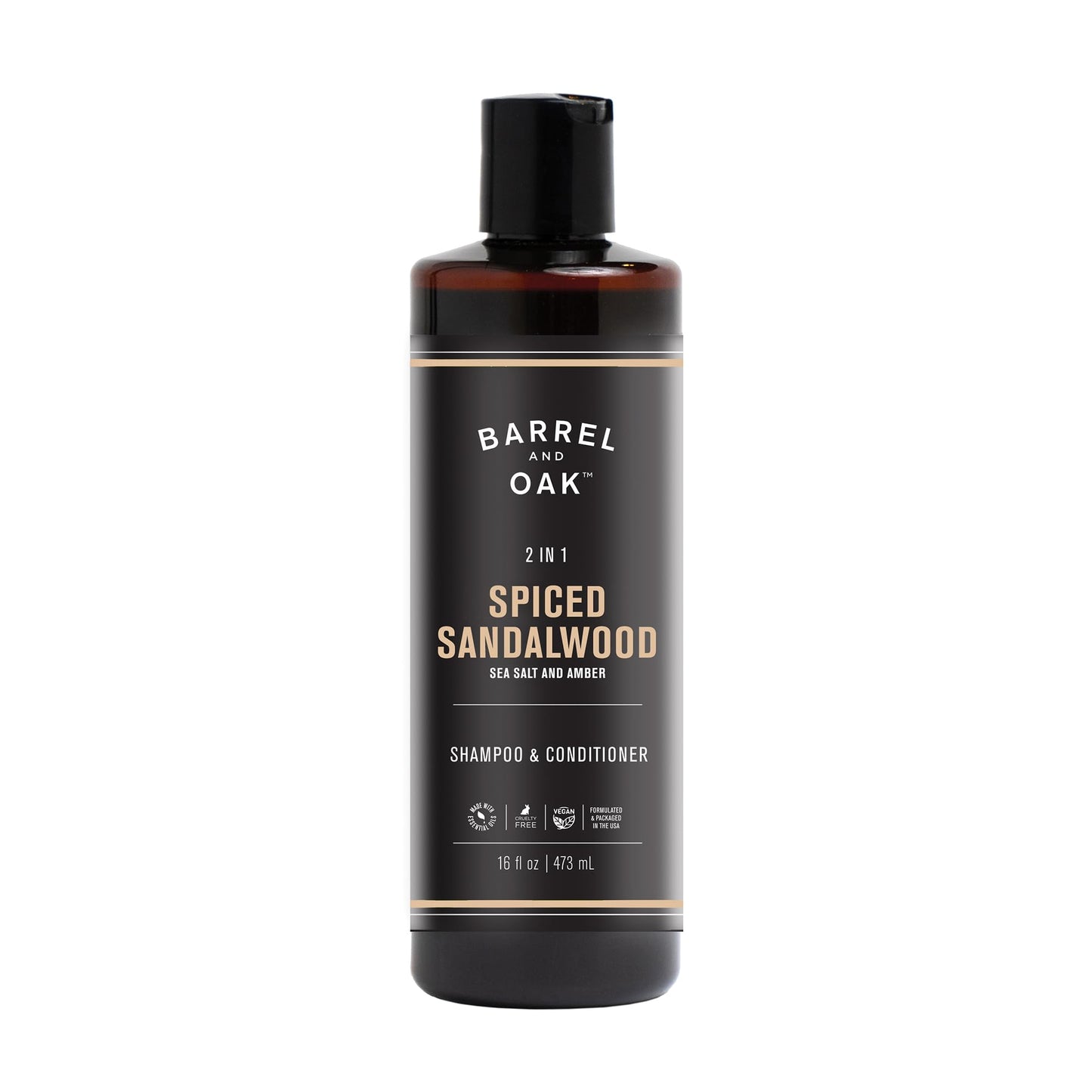 Barrel & Oak 2-in-1 Men's Shampoo and Conditioner, Cleanses Hair & Scalp, Multi-Use Hair Products for Men, Vegan Shampoo and Conditioner, Spiced