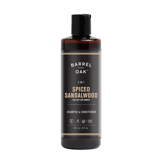 Barrel & Oak 2-in-1 Men's Shampoo and Conditioner, Cleanses Hair & Scalp, Multi-Use Hair Products for Men, Vegan Shampoo and Conditioner, Spiced