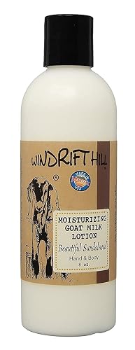 Windrift Hill (Beautiful Sandalwood) Moisturizing Goat Milk Hand & Body Lotion With Essential Oils 8 Ounce Bottle