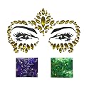 Gold Stick on Face Gems with Purple and Green Face and Body Glitter (Each)