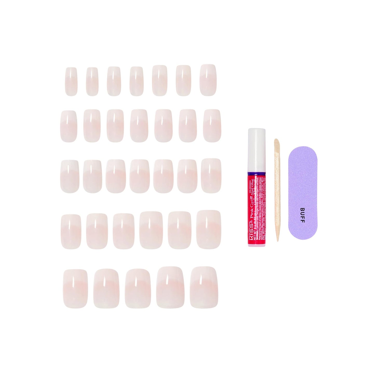 Kiss Core, Press On Nails, Nail glue included, 'Scenario', Pink, Medium Size, Squoval Shape, Includes 32 Nails, 2g Glue, 1 Manicure Stick, 1 Mini File Beauty & Personal Care KISS