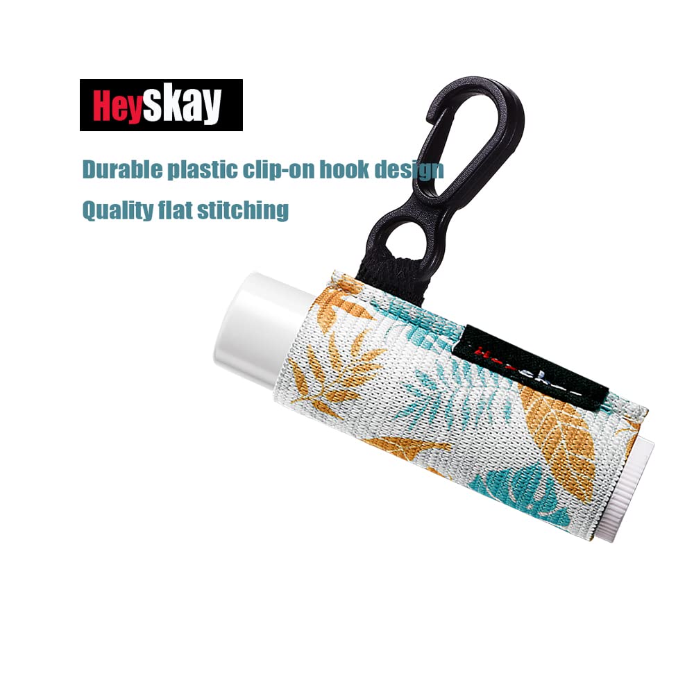 HEYSKAY Lip Balm Holder Sleeves Keychain Chapstick Elastic Sleeves (white dots/wave strip/heard shape), 3 Count (Pack of 1)