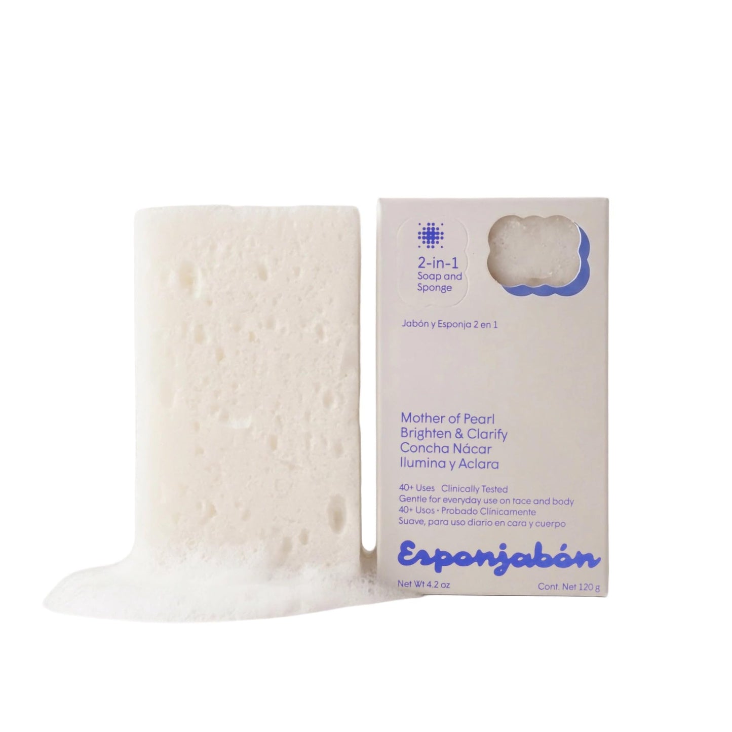 EsponJabon Mother of Pearl, Lightening Effect, Sponge Inside, Soap Outside, Multifunctional
