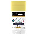 Neutrogena Sheer Zinc Oxide Kids Mineral Sunscreen Stick, Broad Spectrum SPF 50+ & UVA/UVB Protection & Water Resistant with Residue-Free, No-Mess