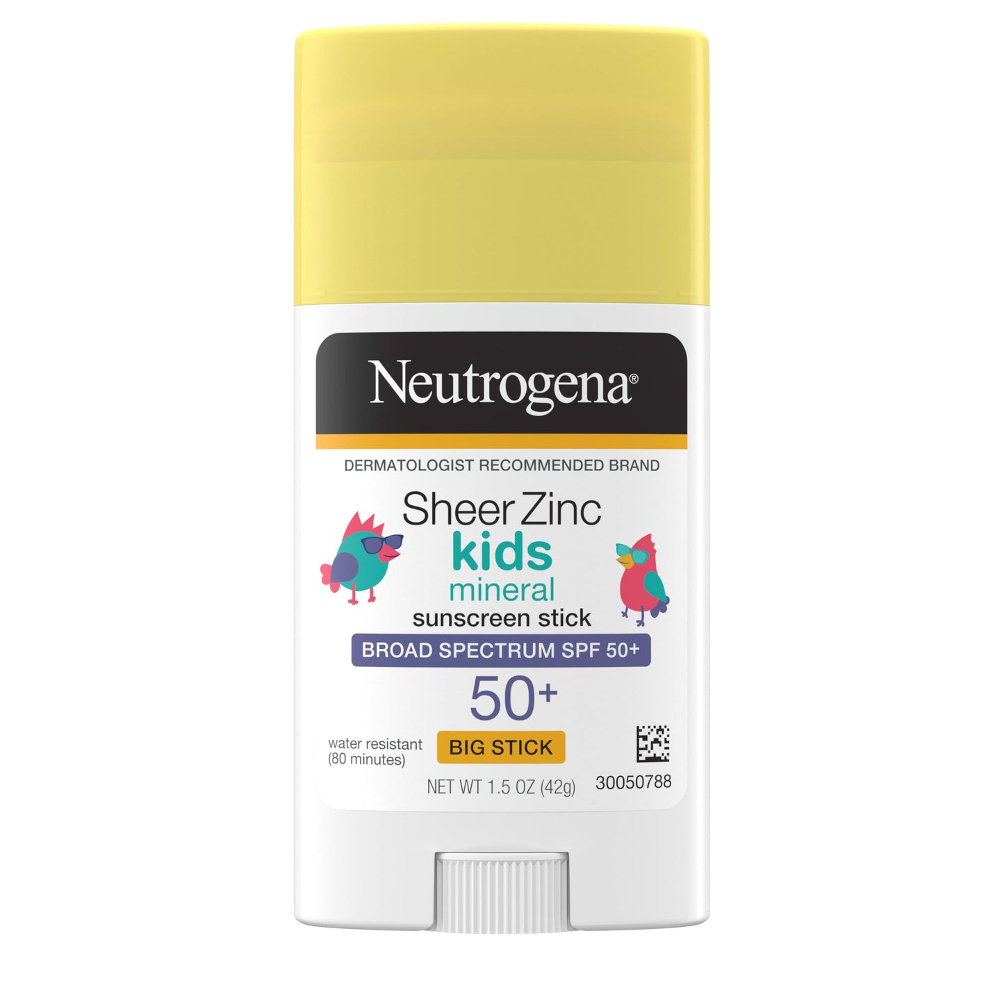 Neutrogena Sheer Zinc Oxide Kids Mineral Sunscreen Stick, Broad Spectrum SPF 50+ & UVA/UVB Protection & Water Resistant with Residue-Free, No-Mess