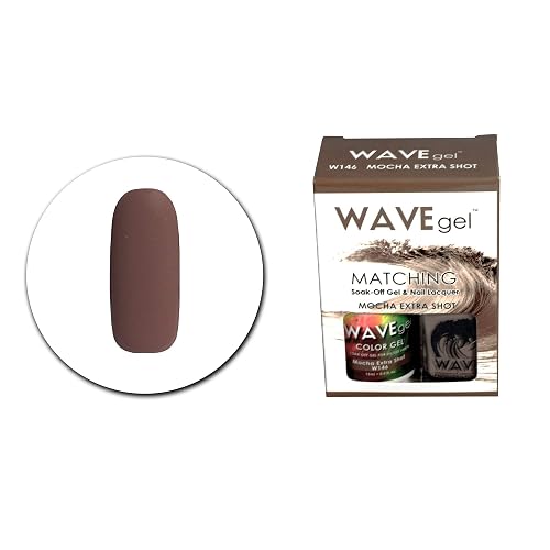 WAVEGEL Soak-0ff Gel & Nail Lacquer Matching Duo Set - Mocha Extra Shot - W146-146 I 0.5 Oz Beauty & Personal Care WAVE gel
