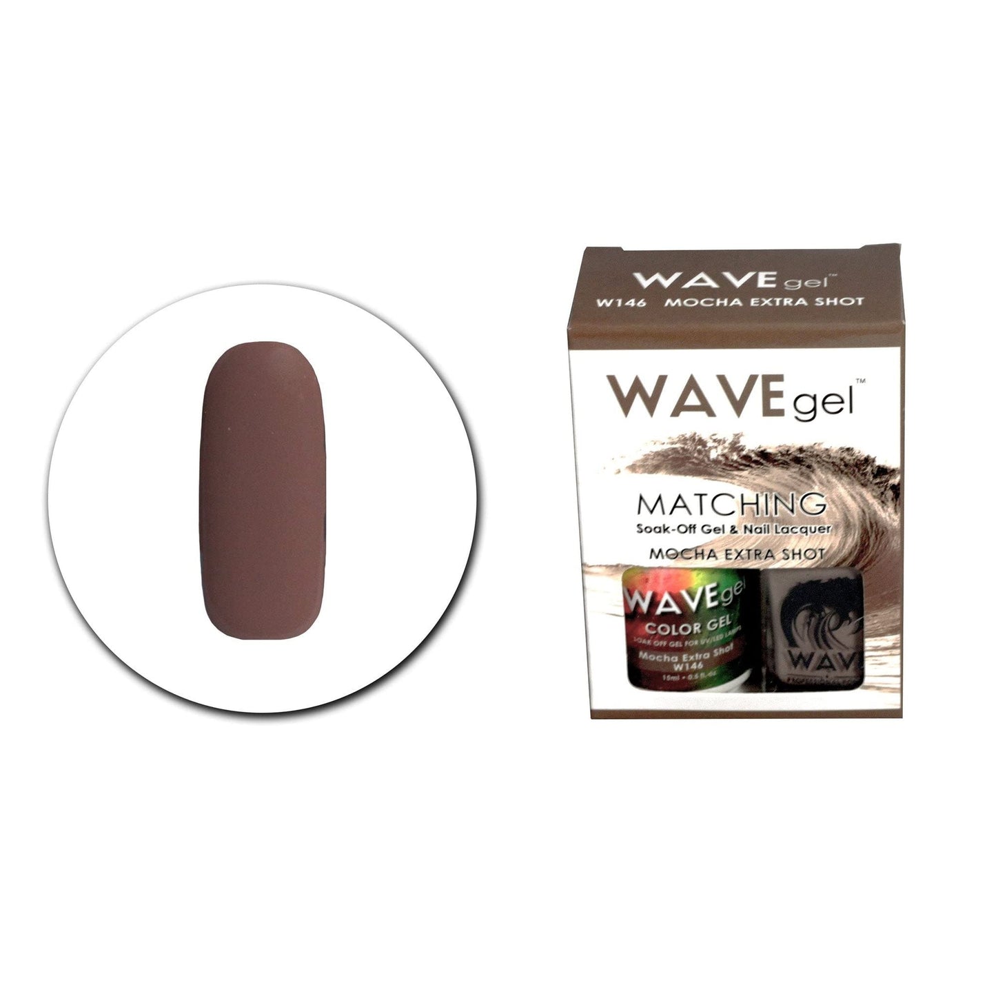 WAVEGEL Soak-0ff Gel & Nail Lacquer Matching Duo Set - Mocha Extra Shot - W146-146 I 0.5 Oz Beauty & Personal Care WAVE gel
